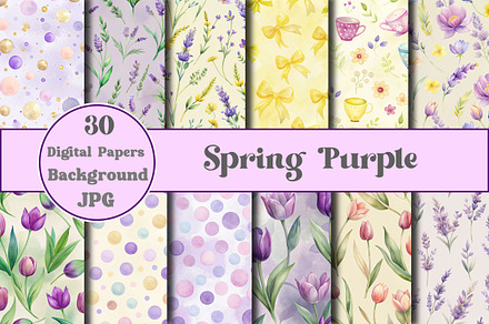 Spring Purple Digital Paper, a Pattern Graphic by Sublimation Store