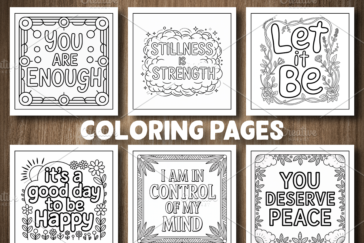 Stress Relief Quotes Coloring Pages, a Person Illustration by Design Station (Photo 4 of 5)