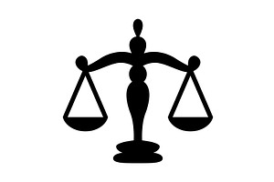 Justice scales black and white, an Object Illustration by Things for designers