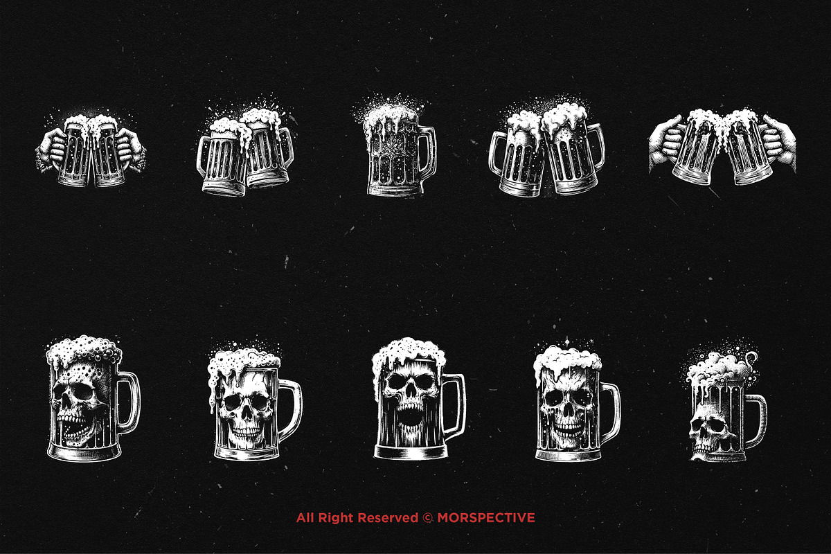 10 Bundle Dark Art Beer Mug Skull, an Illustration by Morspective (Photo 6 of 7)
