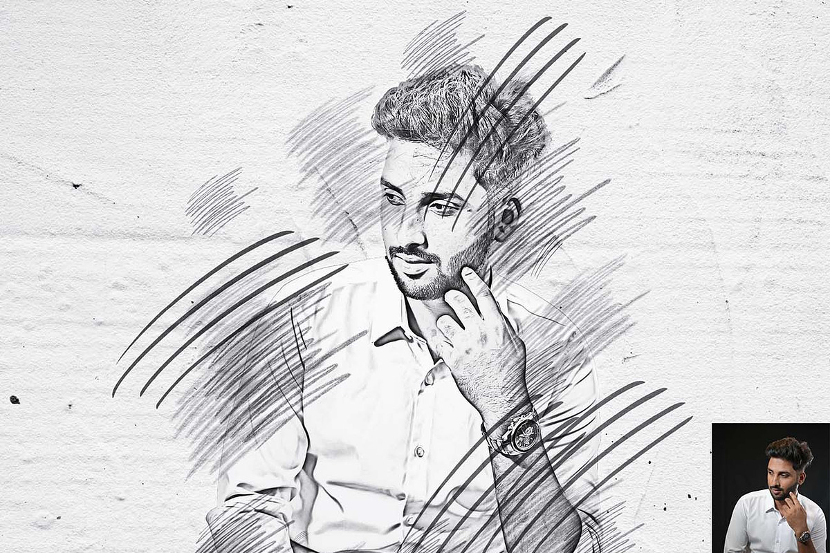 Realistic Pencil Sketch FX Photoshop, an Action Add-On by Studio Retouch (Photo 2 of 14)