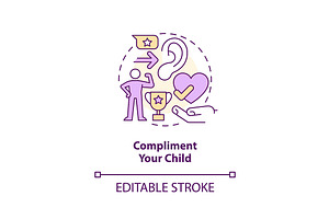 Compliment your child concept icon, an Outline Icon by IMG Visuals