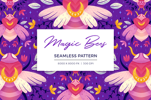 Magic Bees - Floral Pattern