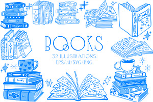 Books Lineart, an Education Illustration by Carpet Tapete Pretzel
