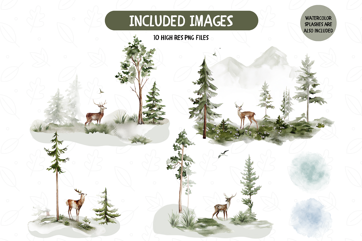 Forest Deer Watercolor Scenes, an Illustration by TatiMockup (Photo 3 of 4)