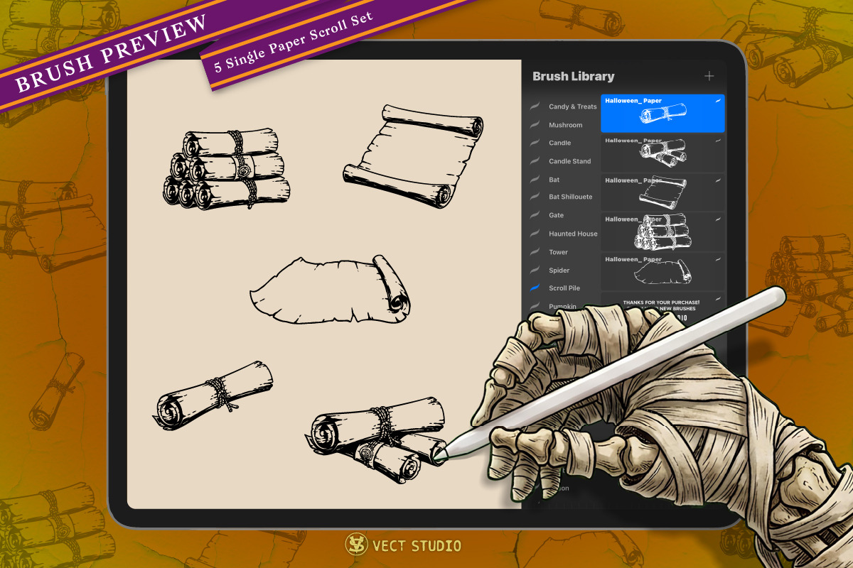 10 Paper Scroll Stamp Brushes, a Brush Add-On by vectstudio (Photo 2 of 10)