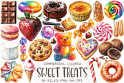 Sweet Treats Watercolor Clipart, an Illustration by OK Design (Thumbnail 1 of 5)
