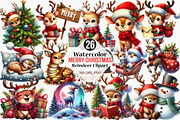 Watercolor Merry Christmas Reindeer, an Illustration by Canvas Craft (Thumbnail 1 of 7)