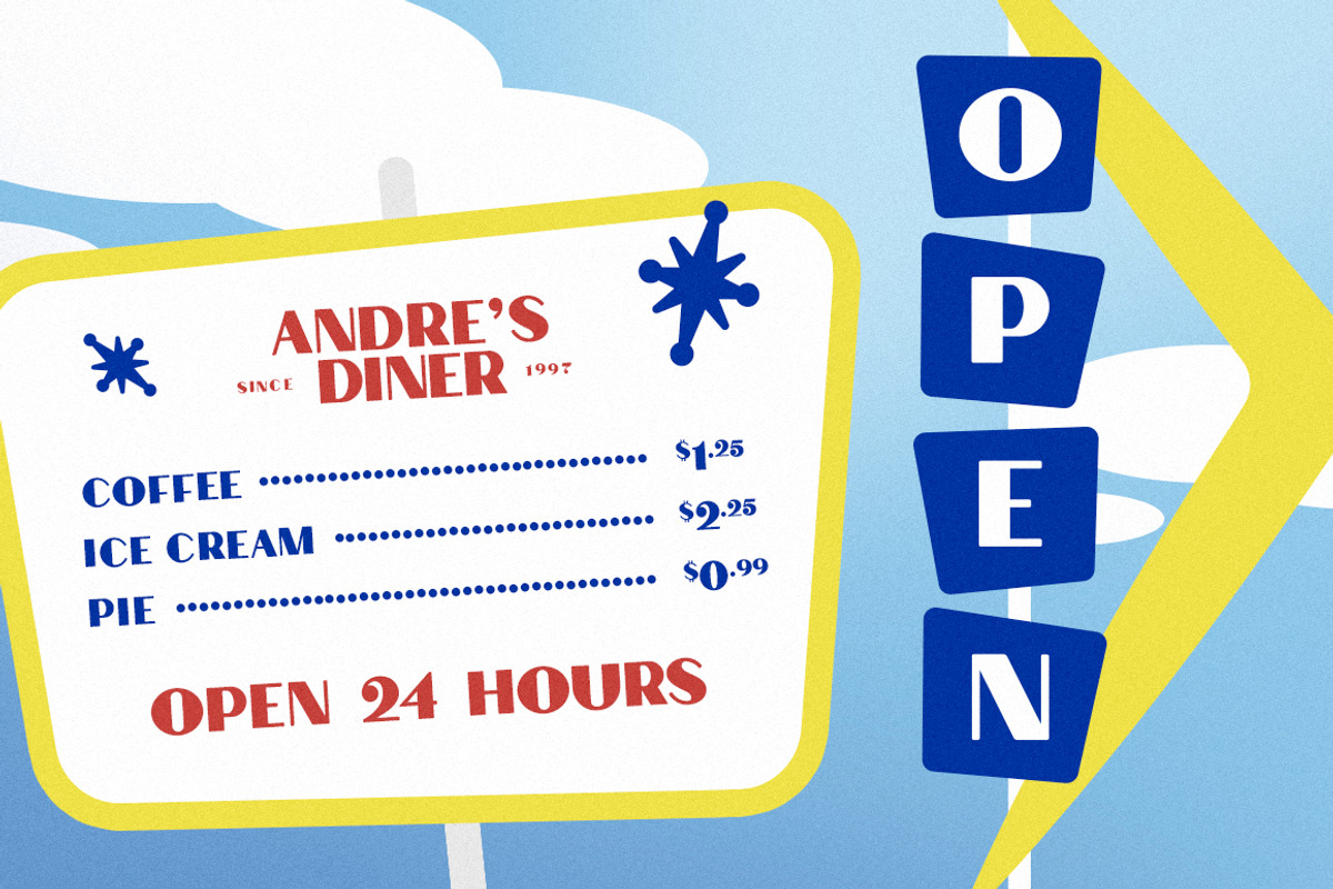 Andre's Diner Display Font preview 3