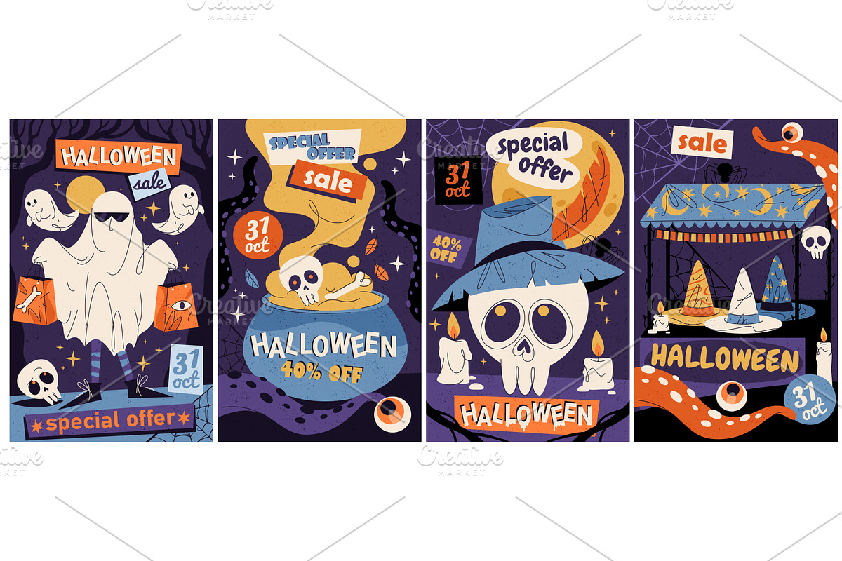 Set of Halloween sale banner. Vector, a Texture Illustration by Elegant Solution