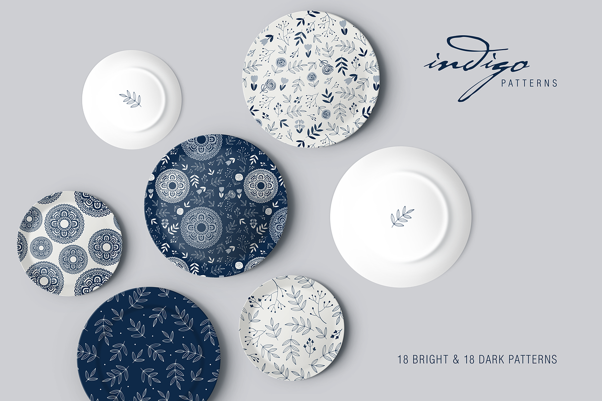 Indigo Seamless Patterns, a Pattern Graphic by Tkoko vectors & patterns (Photo 7 of 16)