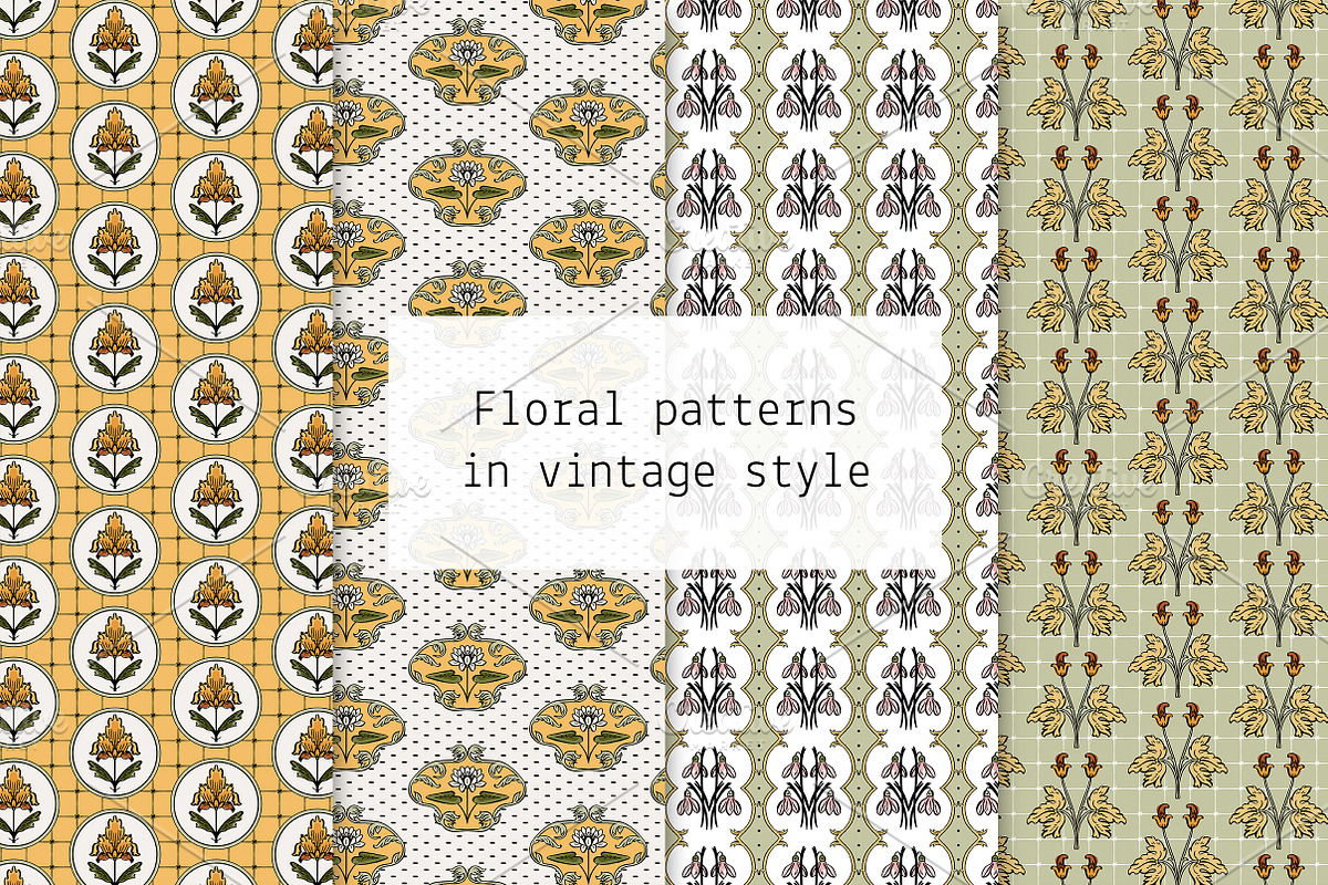 Floral patterns in vintage style, a Pattern Graphic by Lyolya Profitrolya (Photo 1 of 5)