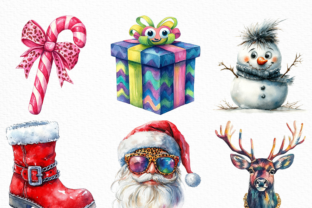 Cute Funky Christmas Clipart Bundle, an Illustration by Craft Nest (Photo 2 of 6)