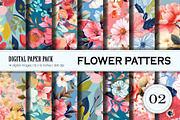 Floral Patterns 02. Digital Paper., a Texture Illustration by STORE KENO (Thumbnail 1 of 3)