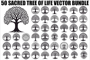 Sacred Tree of Life Vector Bundle, an Illustration by Designs_River