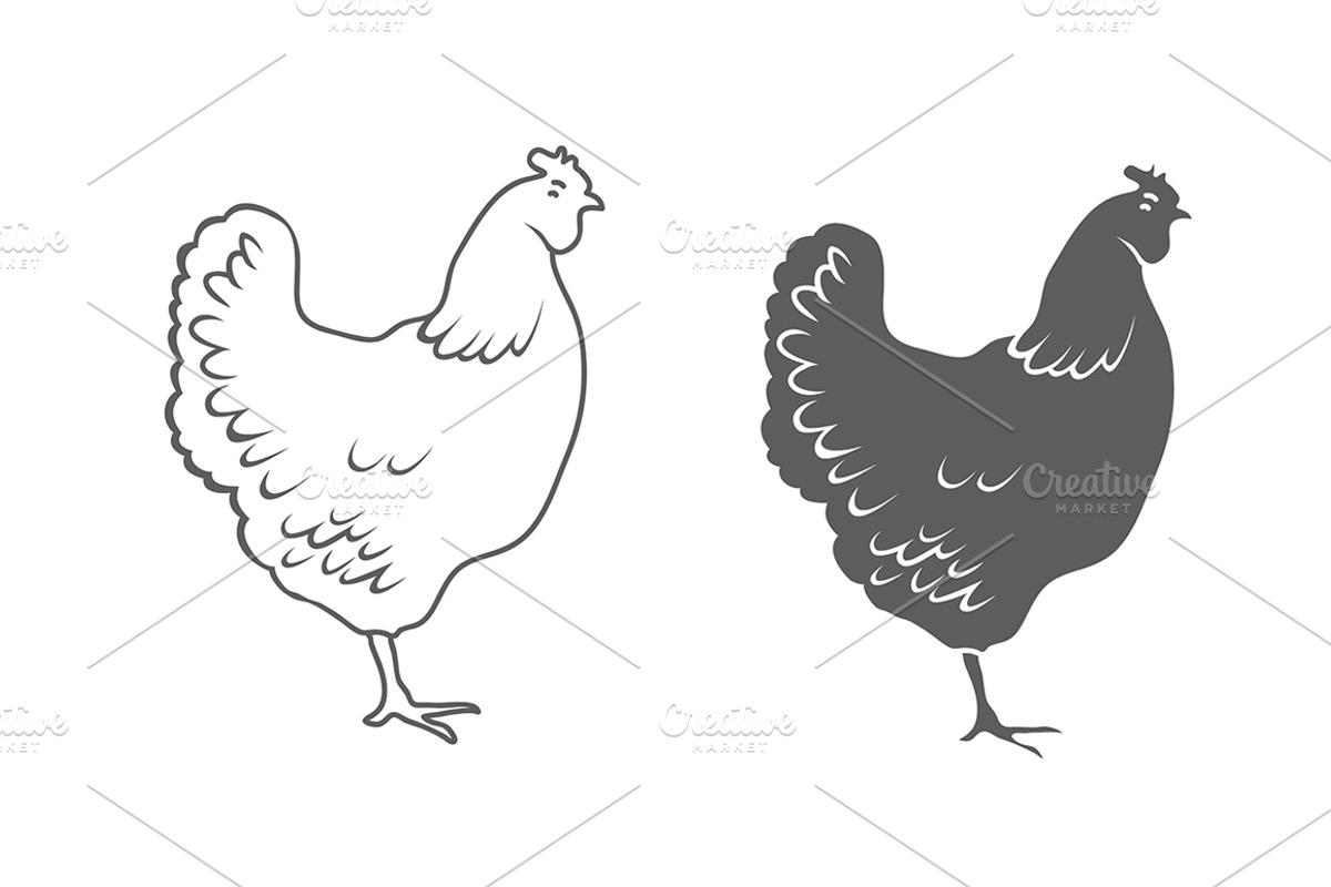 Chicken Isolated on white background, a Food Illustration by idimair