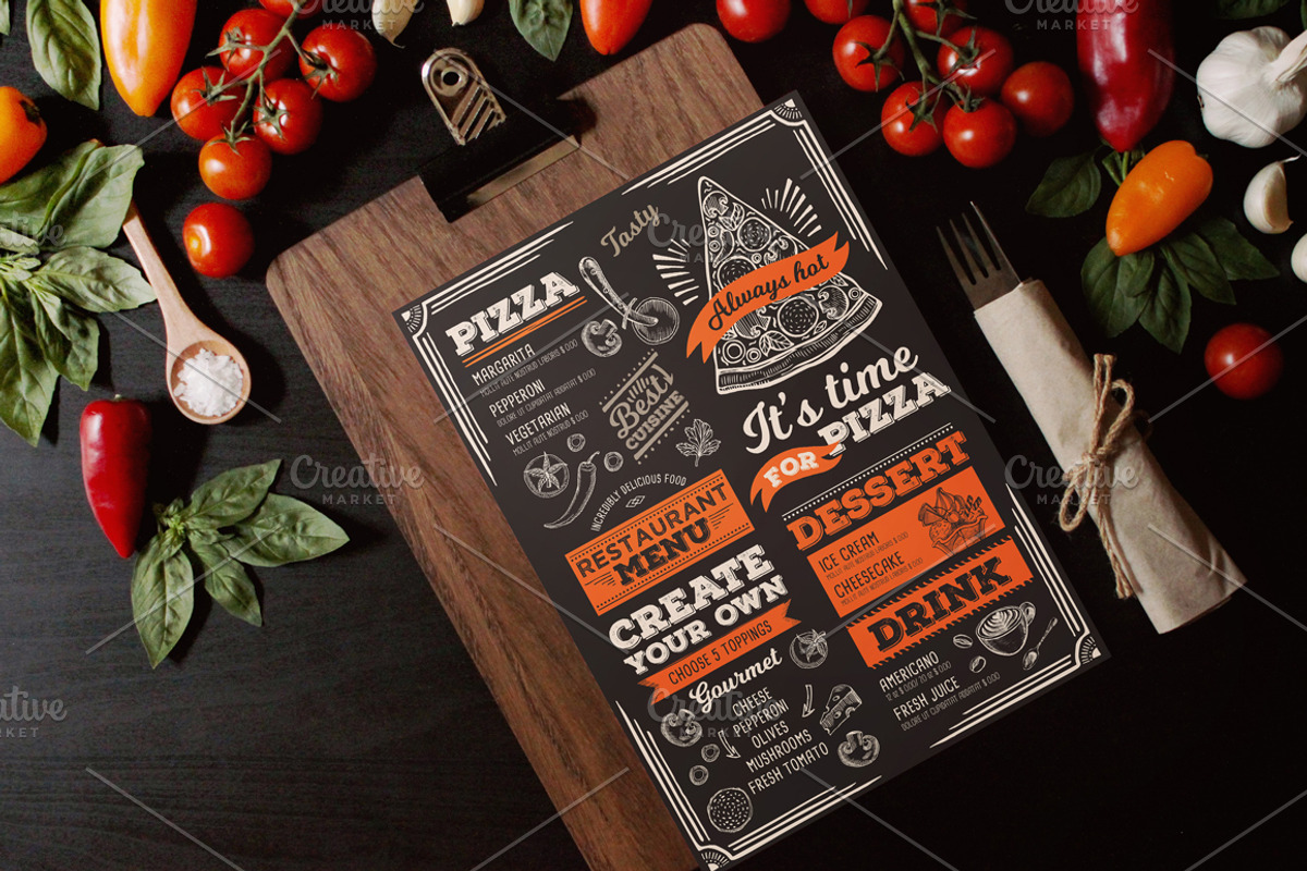 Vintage food menu MockUps, a Print Template by BarcelonaShop (Photo 6 of 7)