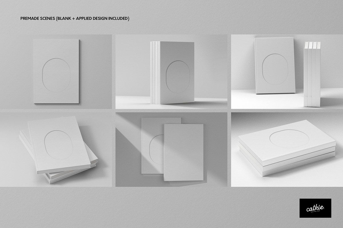 Hard Cover Book Mockup Kit, a Books & Magazine Mockup by Catkie - Digital Art (Photo 4 of 10)