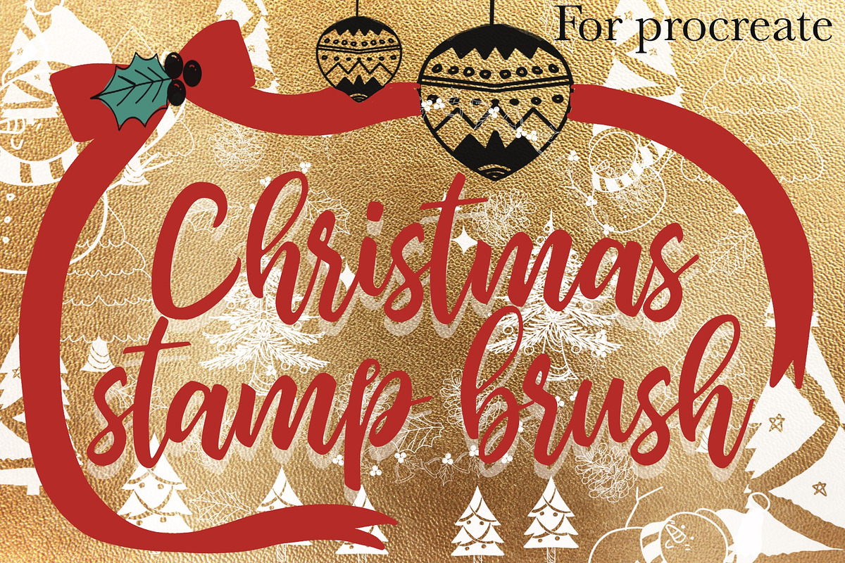 Christmas procreate stamp brush set, a Brush Add-On by Meisanmui (Photo 1 of 6)