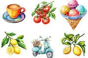 Watercolor Italian Summer Clipart, an Illustration by Designking (Thumbnail 3 of 5)