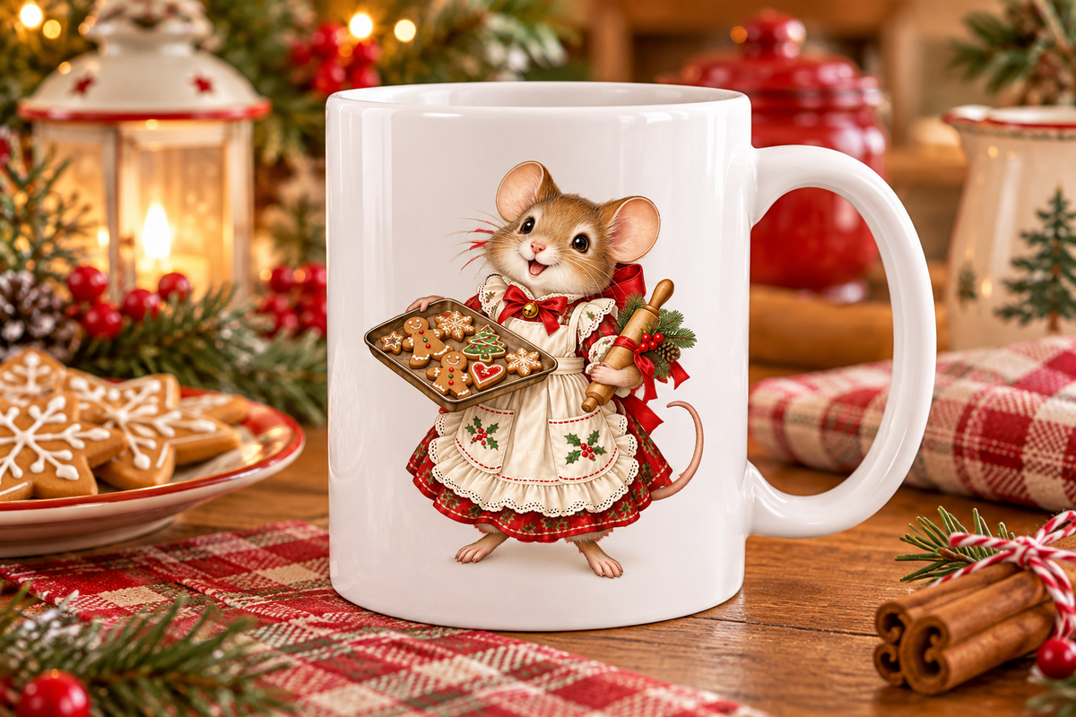 Vintage Christmas Mouse Clipart PNG, an Object Graphic by Colorsfav (Photo 4 of 6)
