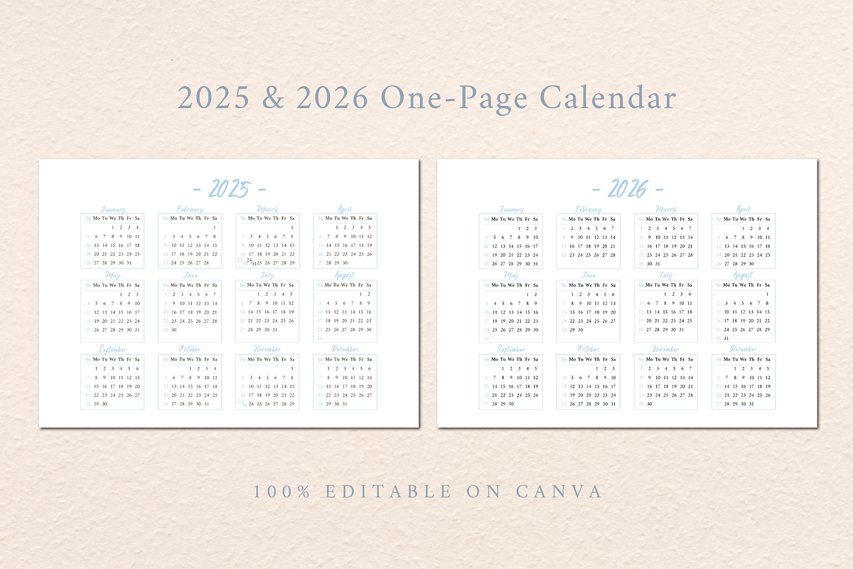 2025 CALENDAR CANVA TEMPLATE, a Stationery Template by The Little Lily Studio (Photo 2 of 5)