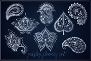Paisley flowers & leaf Indian set, a Pattern Graphic by Zarica Art (Thumbnail 1 of 3)