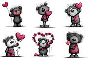 Teddy Bear Valentine Clipart, an Illustration by CraftArtStudio (Thumbnail 5 of 6)
