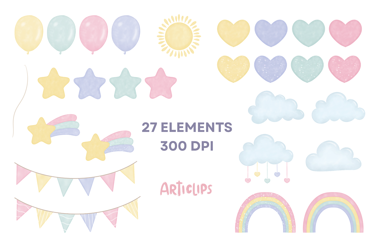 Pastel Rainbow Clipart, a Decorative Illustration by Articlips (Photo 3 of 3)