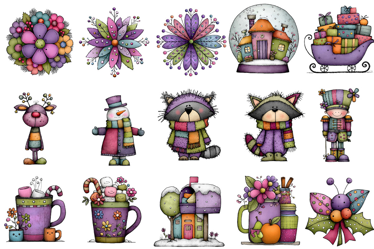 Whimsical Christmas Clipart, an Illustration by Designworld (Photo 2 of 4)