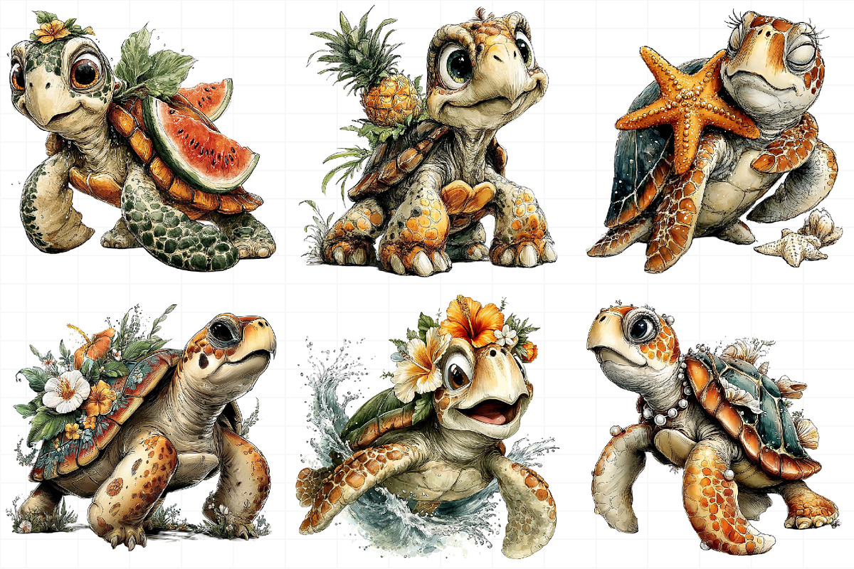 Tropical Turtle Clipart, an Illustration by Daily.Designs (Photo 7 of 7)