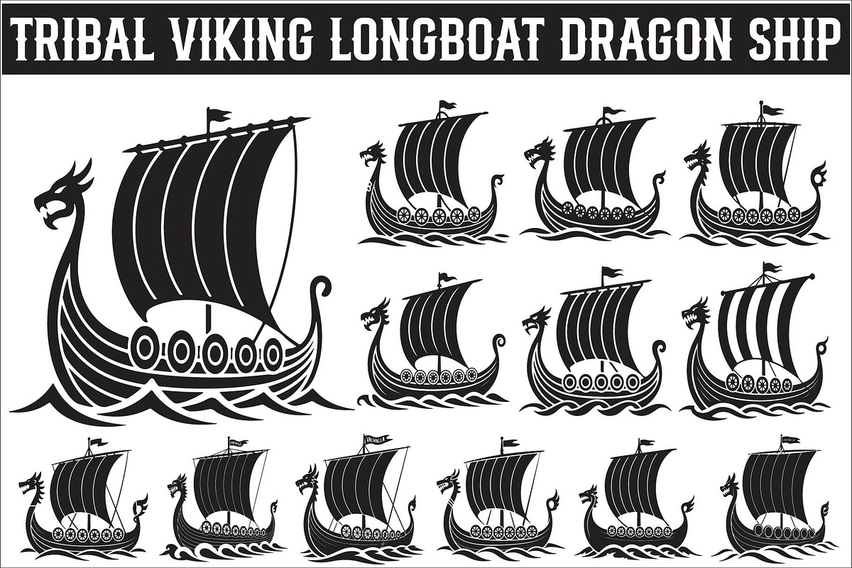 Black Viking Ship Icon with sail, an Illustration by Amazin_art