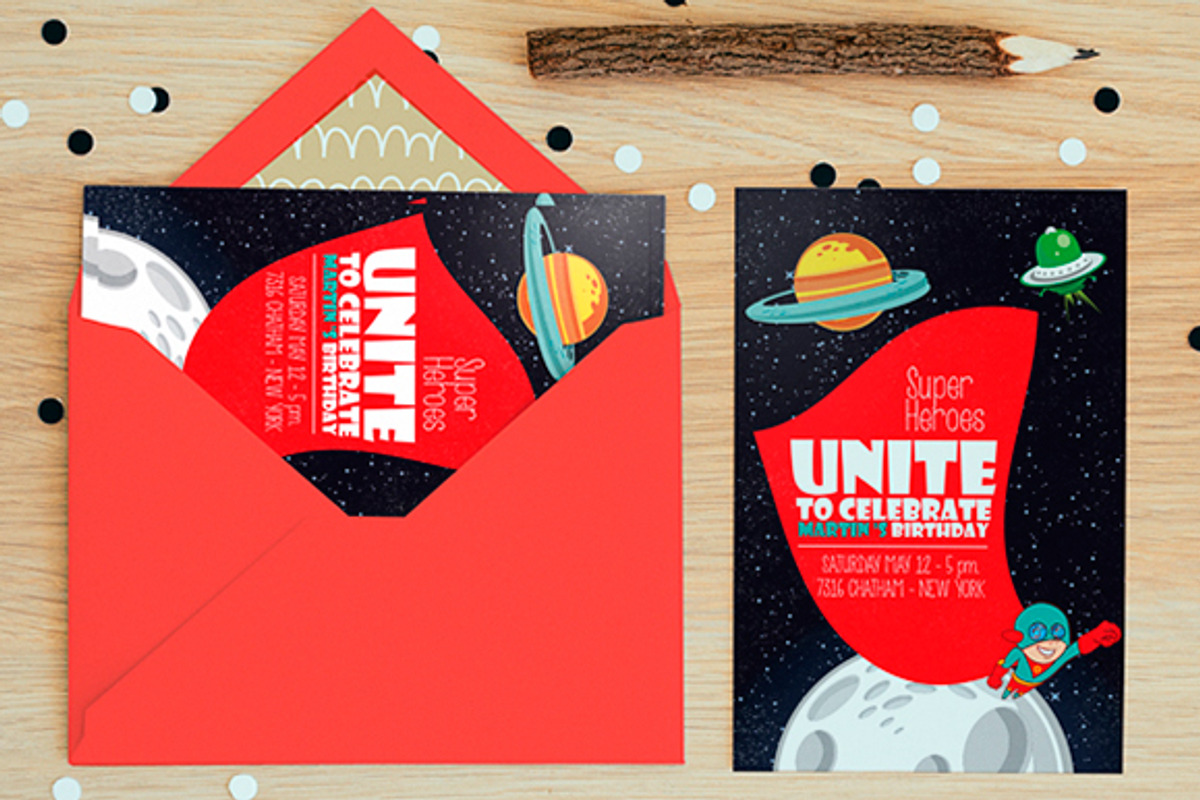 Kids birthday invitation super hero, a Card Template by Woow Party