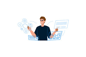 Software developer managing digital, a Technology Illustration by pikepicture