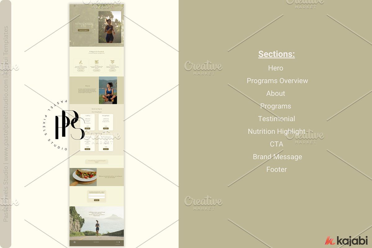 Fitness Coach Landing Page Template, a Landing Page Template by Pastel Pixels Studio (Photo 2 of 5)