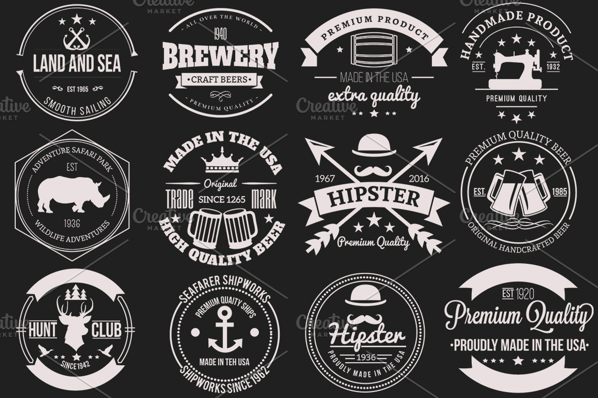 12 Retro Badges and Labels, a Branding & Logo Template by Arys Design (Photo 1 of 7)