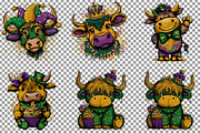 Cute Mardi Gras Highland Cow Clipart, an Illustration by Sublimation Artist (Thumbnail 4 of 6)