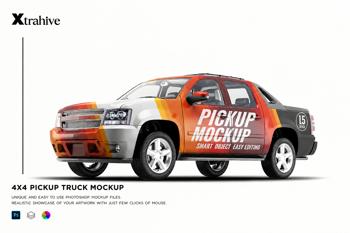 4X4 Pickup Truck Mockup, an Advertising Mockup by Xtrahive (Photo 1 of 2)