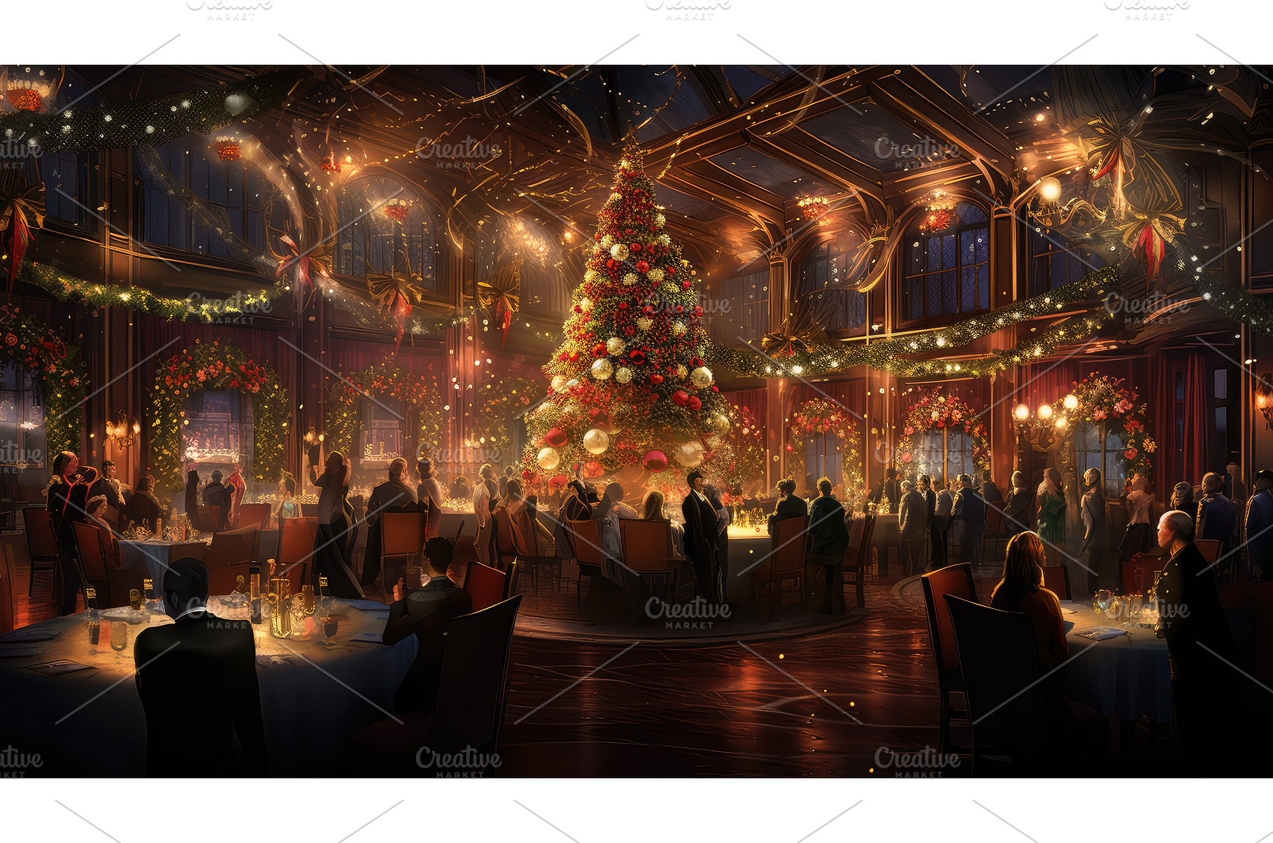 merry holiday party background ai, a Holiday Photo by pikepicture