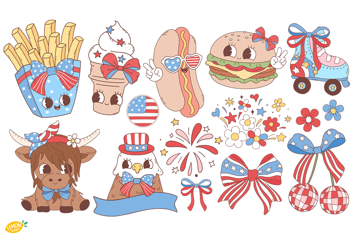 Groovy 4th of July PNG Clipart, a Seasonal Illustration by LemonDesign (Photo 3 of 3)