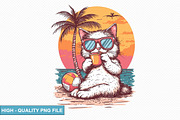 Cute Cat on the Beach Clipart Bundle, an Illustration by crative8112 (Thumbnail 8 of 9)