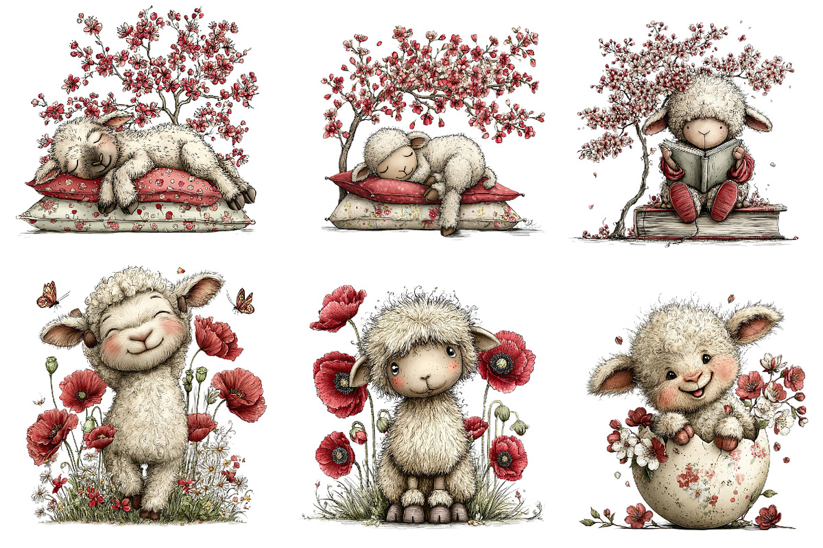 Cute Spring Lamb Clipart, an Illustration by CreationArt (Photo 5 of 7)