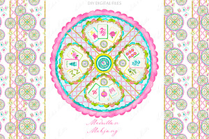 Mahjong Medallion Clipart Watercolor, a Decorative Illustration by LABFcreations