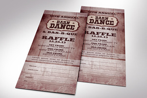 Barn Dance Raffle Ticket Word