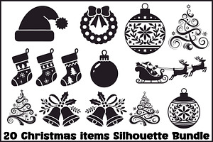 Christmas Silhouette Design Set, an Illustration by BIPLOB EXPERT