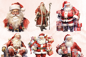 Watercolor Santa Claus Clipart