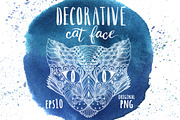 Decorative cat face, an Animal Illustration by Marina Zabrodina (Thumbnail 1 of 3)