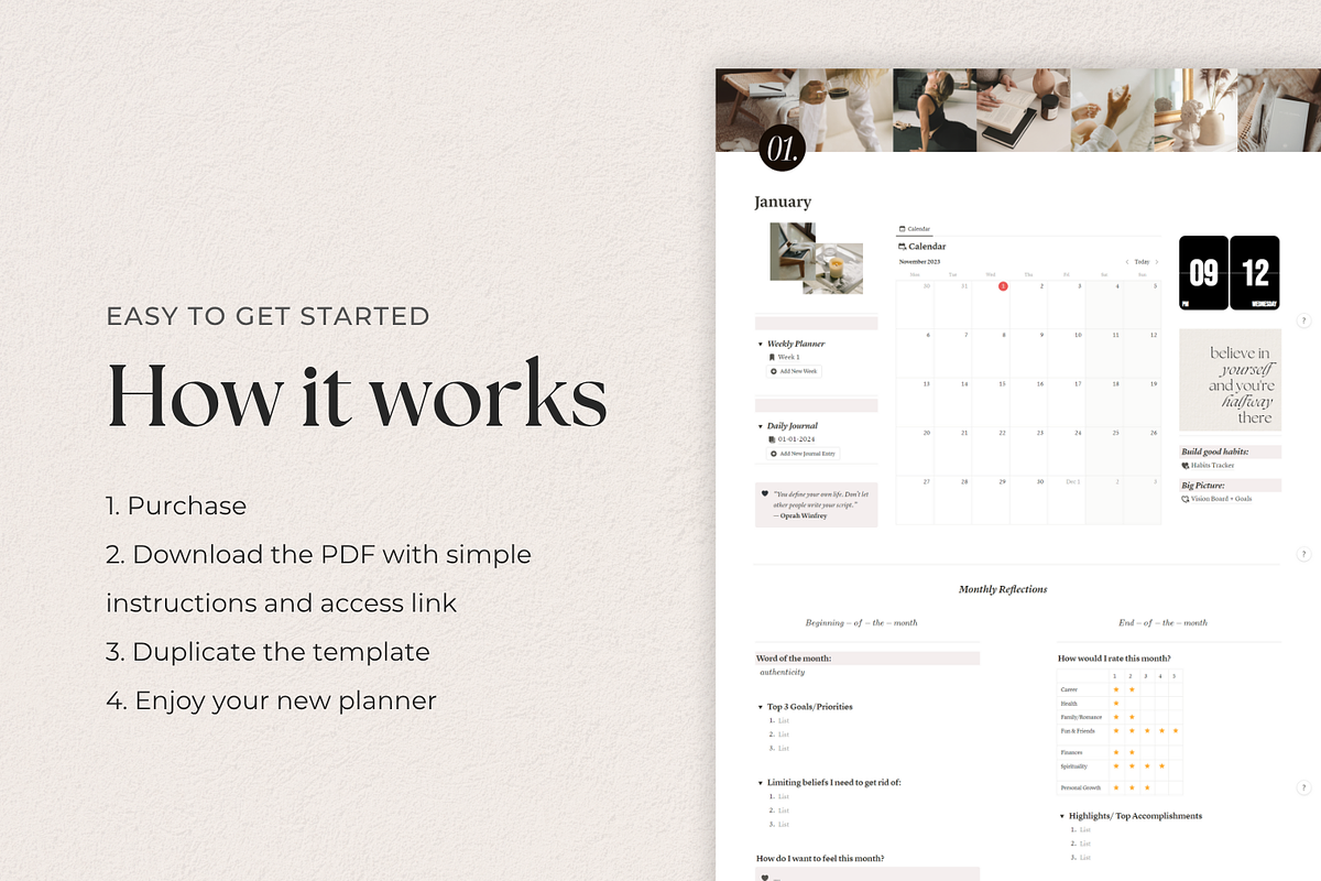 2026 Notion Planner Template, a Templates & Theme by AestheticOrganizer (Photo 9 of 10)