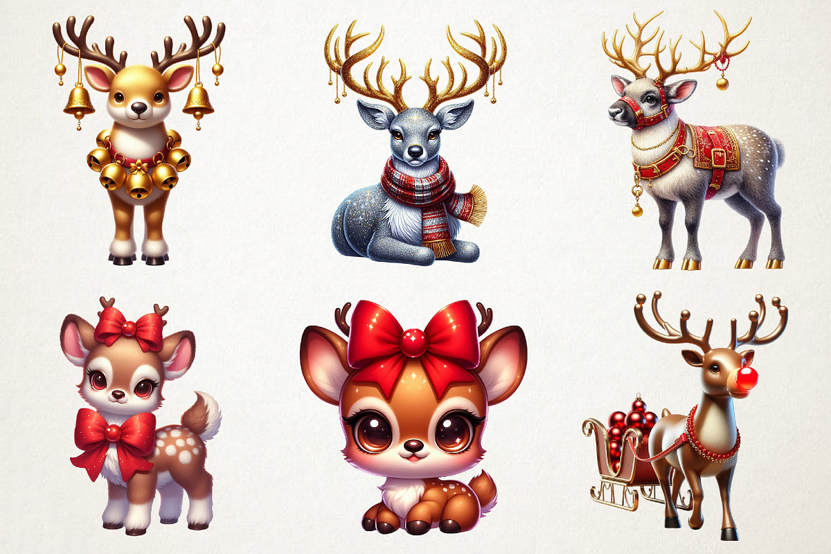 Santa’s Sleigh & Reindeer Watercolor, an Illustration by RobertsArt (Photo 4 of 6)