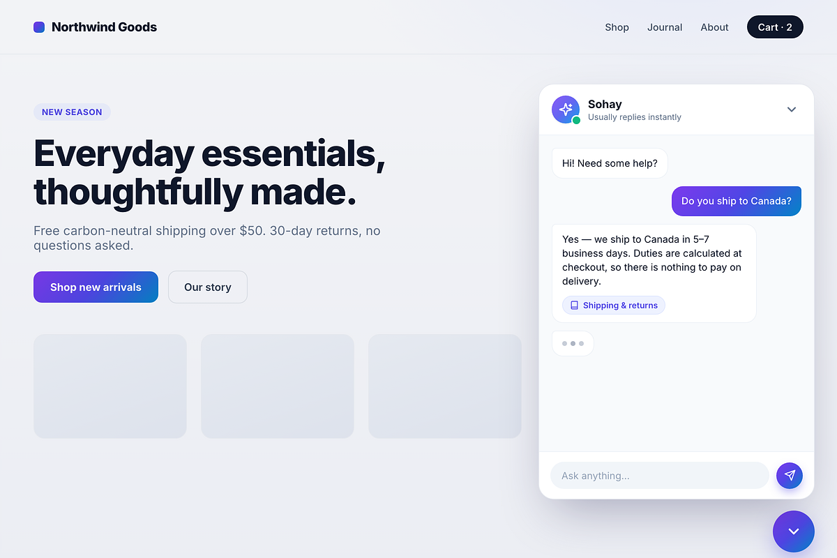 Sohay — RAG AI Chatbot for WordPress, a WordPress Template by Bengal Studio (Photo 3 of 9)